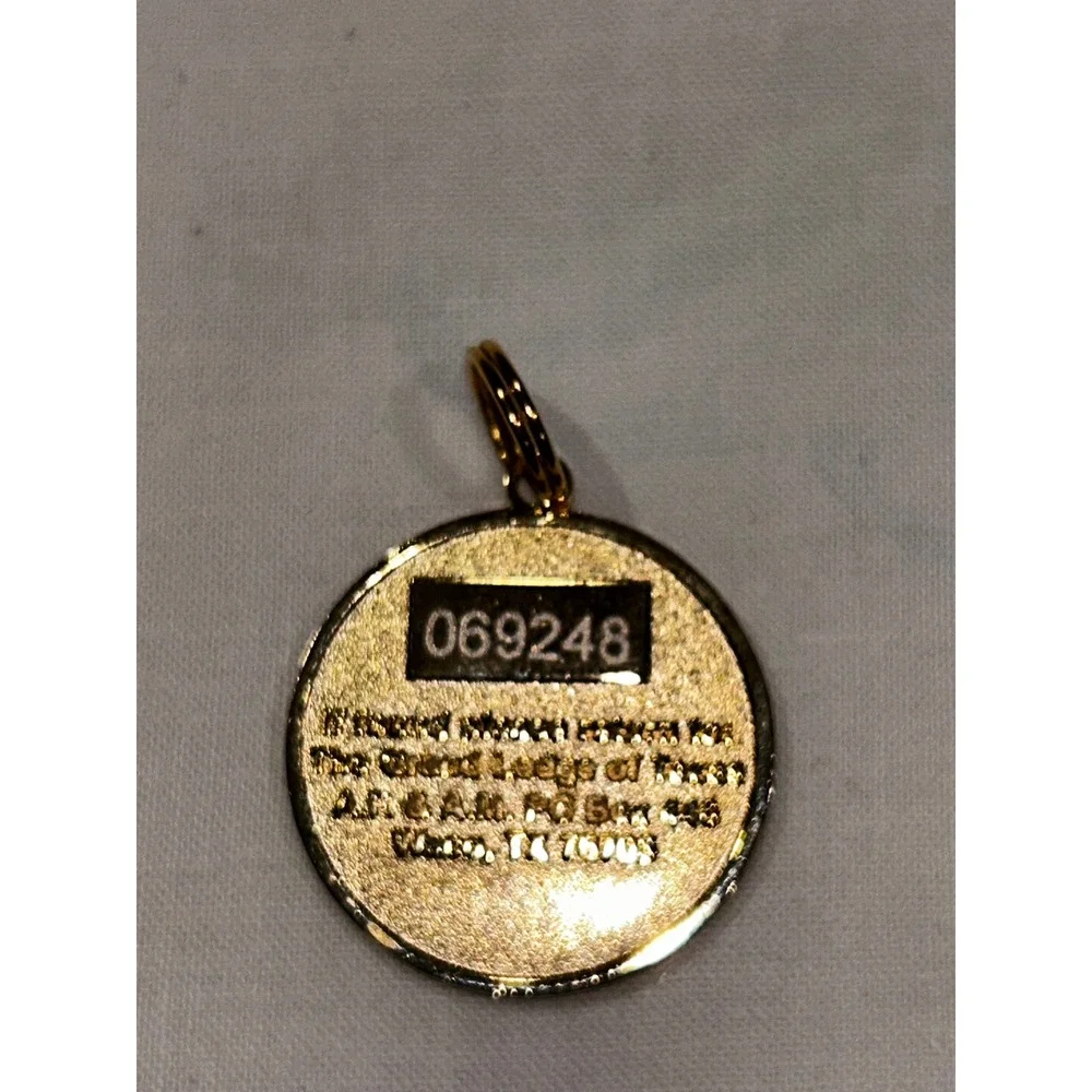 Masonic Grand Lodge of Texas Pendant Gold Tone Blue Enamel Medallion